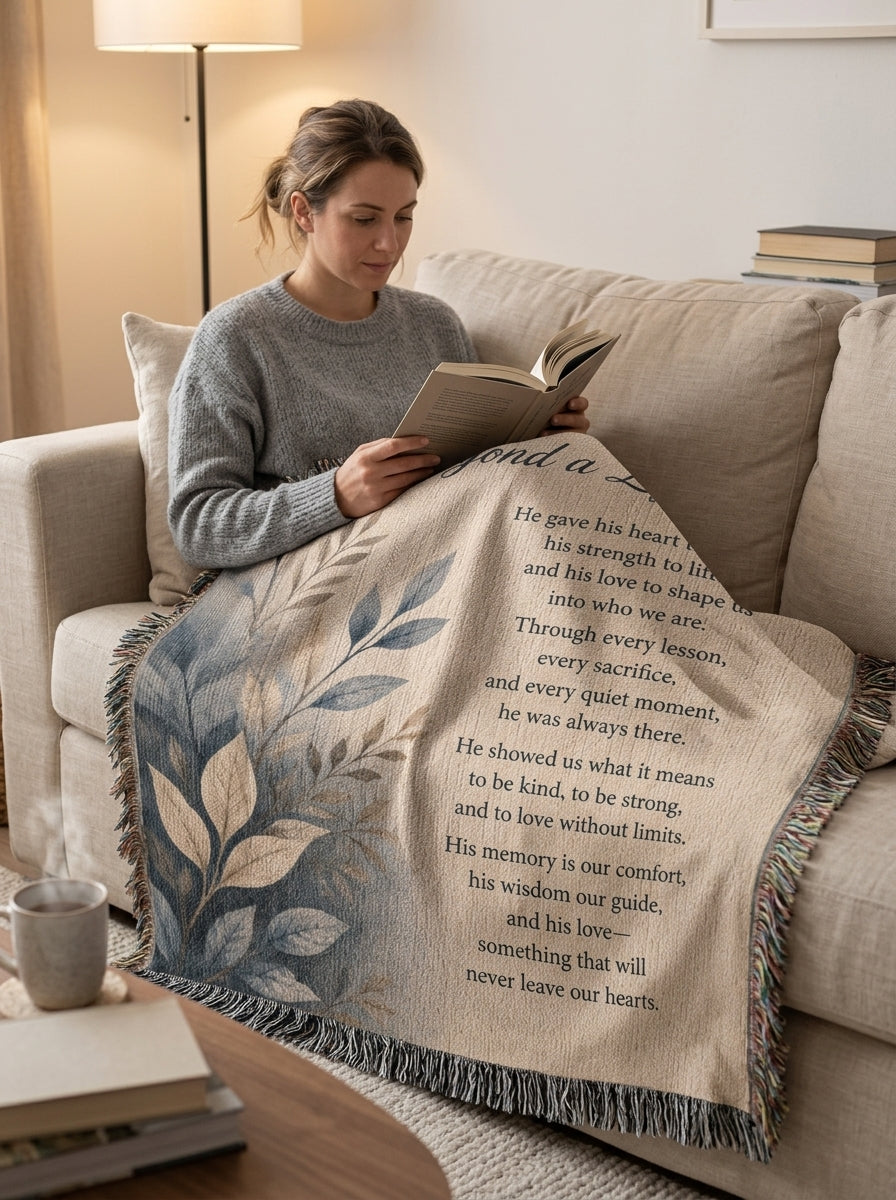 A Father’s Love Memorial Woven Blanket | Sympathy Gift for Dad