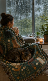 Gallery Edition Cat Woven Blanket – Luxury Cotton Tapestry for Home & Wall