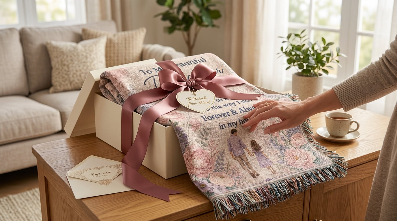 To My Beautiful Daughter Woven Blanket | Gift from Dad
