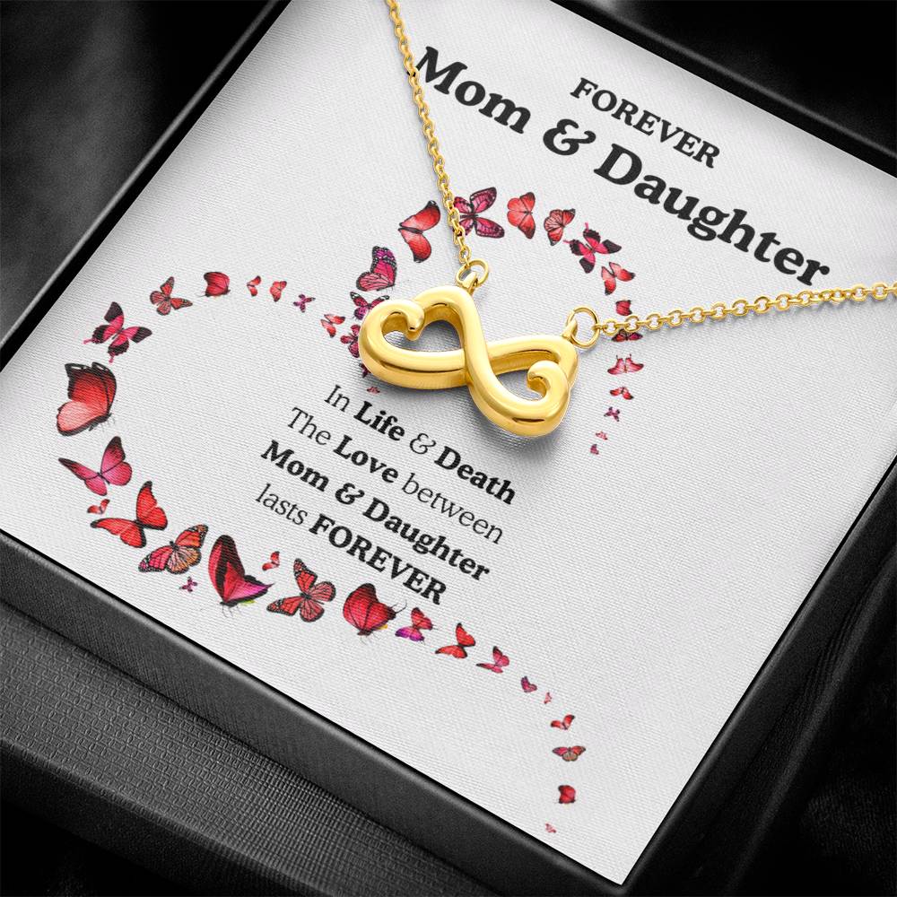 Mom & Daughter Infinity Heart Necklace Gift, Gold or Silver Sideways Infinity Pendant, Mother Daughter Jewelry Keepsake