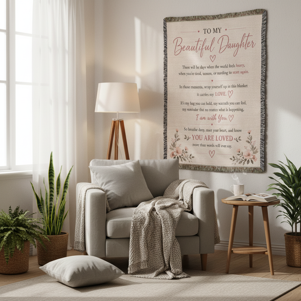 To My Beautiful Daughter Woven Blanket | Gift from Mom or Dad
