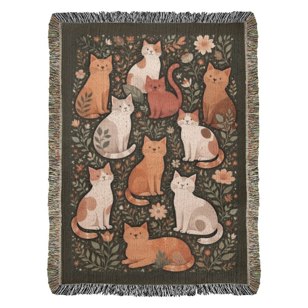 Gallery Edition Cat Woven Blanket – Luxury Cotton Tapestry for Home & Wall
