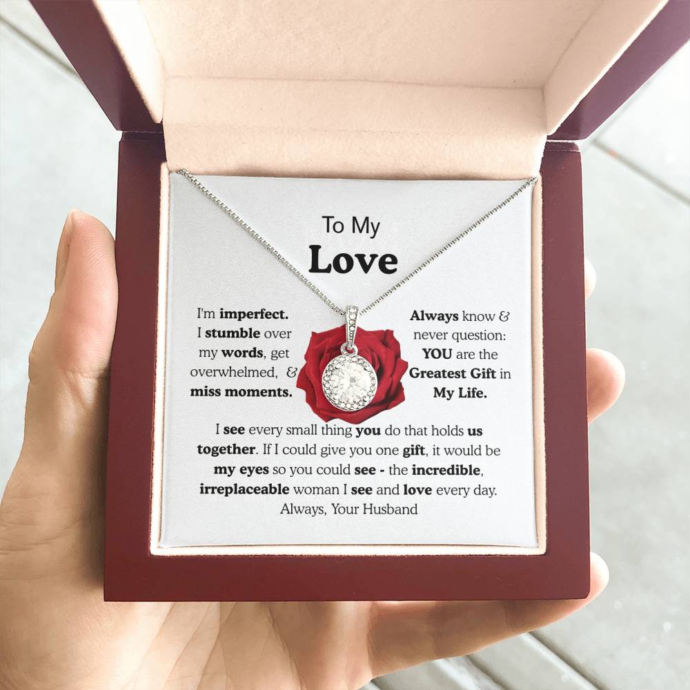 To My Wife Eternal Love Necklace Gift, Gold or Silver Pendant, Anniversary Birthday Jewelry for Her