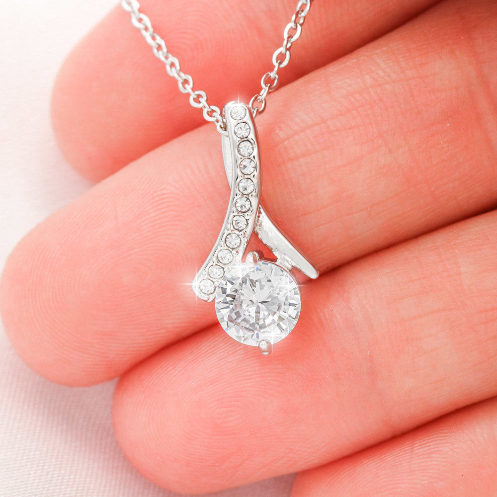 To My Mom Ribbon Love Bond Necklace, Gold or Silver Pendant, Mother’s Day, Birthday, Just Because Gift