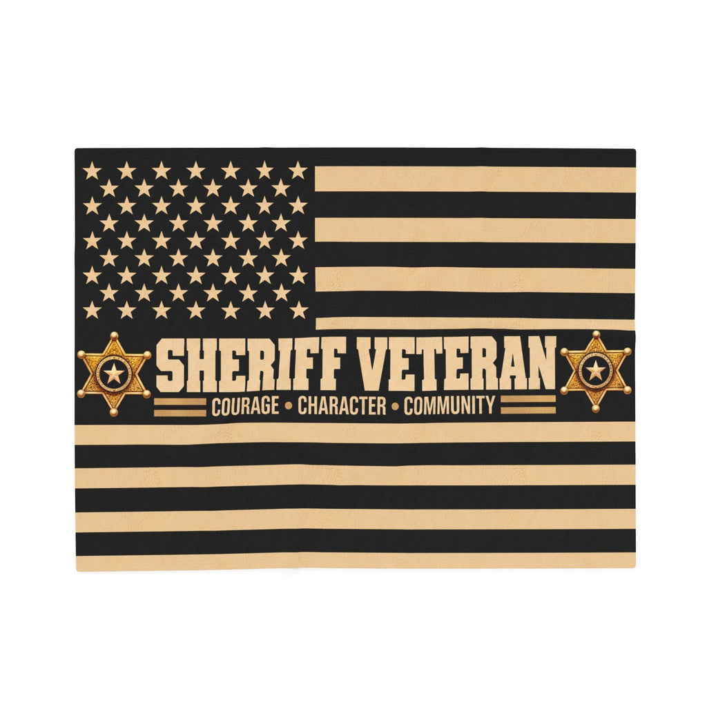 Sheriff Veteran Velveteen Blanket – Courage, Character, Community | Retired Deputy Sheriff Gift