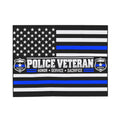 Police Veteran Velveteen Blanket – Thin Blue Line, Honor Service Sacrifice | Retired Police Officer Gift