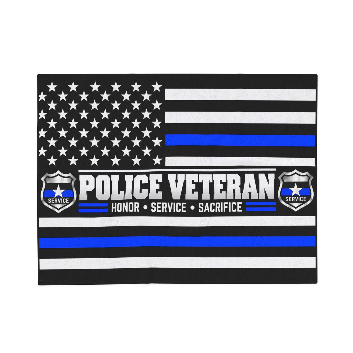 Police Veteran Velveteen Blanket – Thin Blue Line, Honor Service Sacrifice | Retired Police Officer Gift