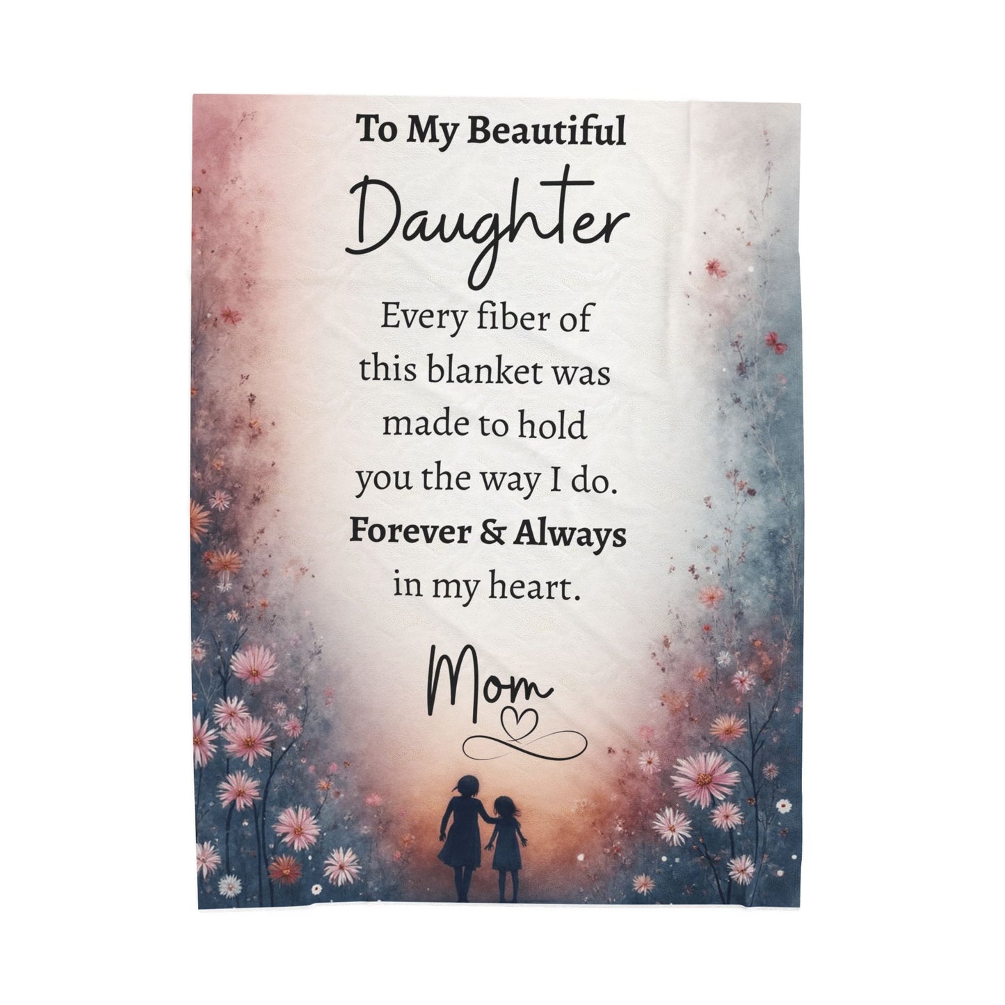 To My Beautiful Daughter Blanket from Mom – Inspirational Keepsake Gift, Comfort & Encouragement Throw