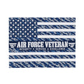 Air Force Veteran Velveteen Blanket – Blue Camo Patriotic Throw | USAF Retirement Gift