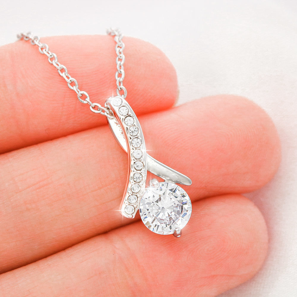 To My Mom Ribbon Love Bond Necklace, Gold or Silver Pendant, Mother’s Day, Birthday, Just Because Gift