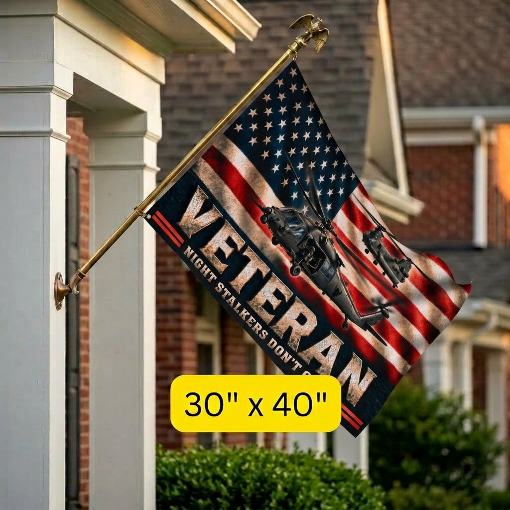 Night Stalkers Veteran Flag – Military Helicopter Patriotic Flag – “Night Stalkers Don’t Quit” Veteran Gift