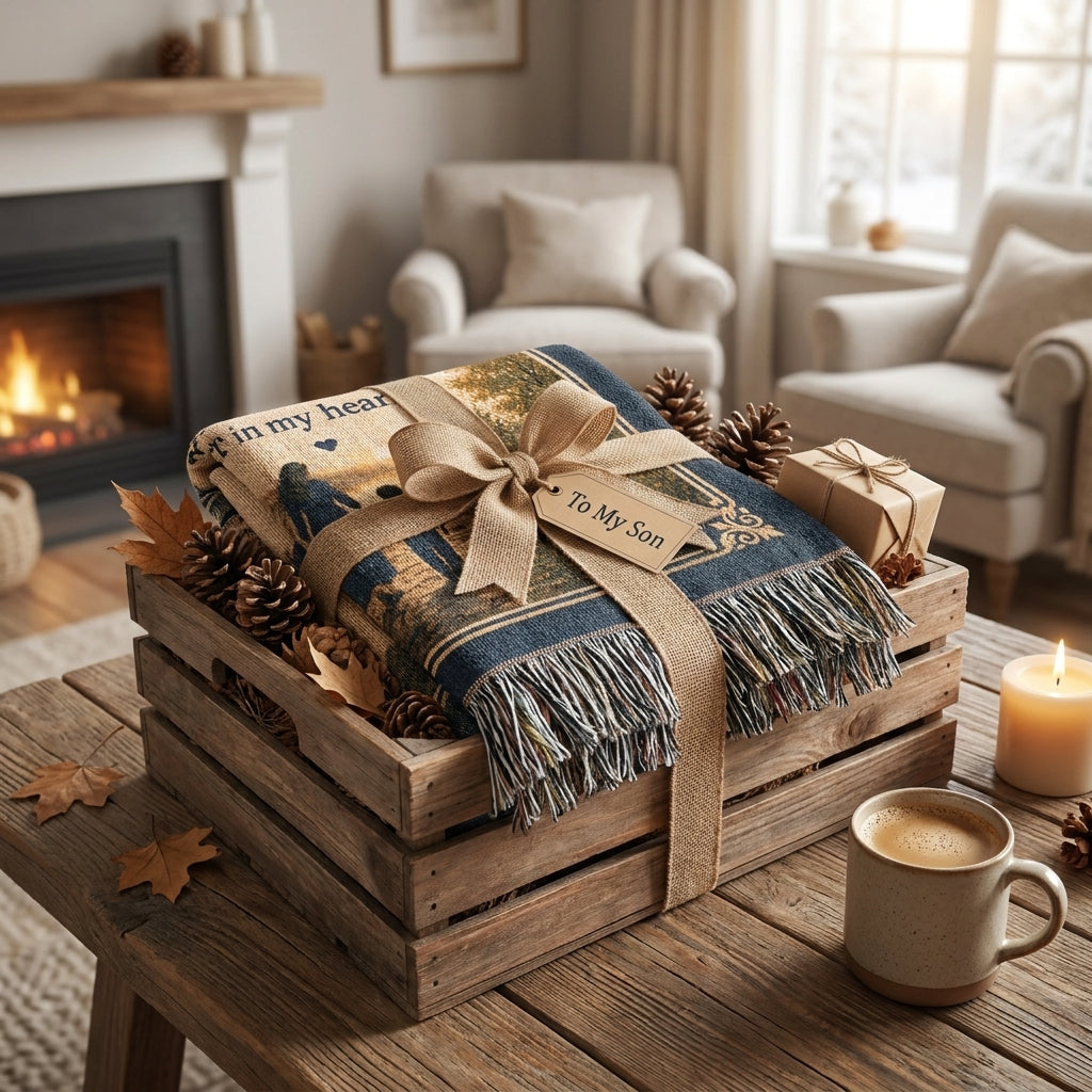 To My Son Woven Blanket | Forever & Always Gift from Mom