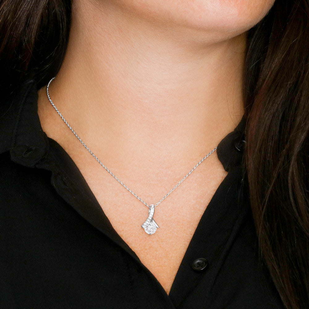 To My Mom Ribbon Love Bond Necklace, Gold or Silver Pendant, Mother’s Day, Birthday, Just Because Gift