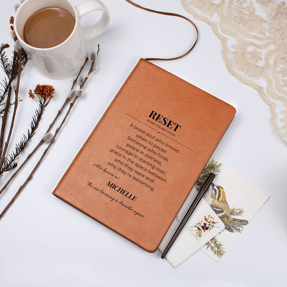 RESET Daily Reflection Journal – Mental Clarity & Goal Tracking Notebook, Personalize, Custom Name