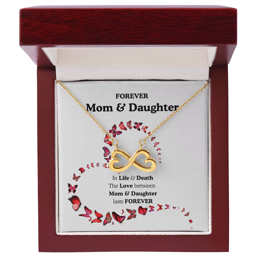 Mom & Daughter Infinity Heart Necklace Gift, Gold or Silver Sideways Infinity Pendant, Mother Daughter Jewelry Keepsake