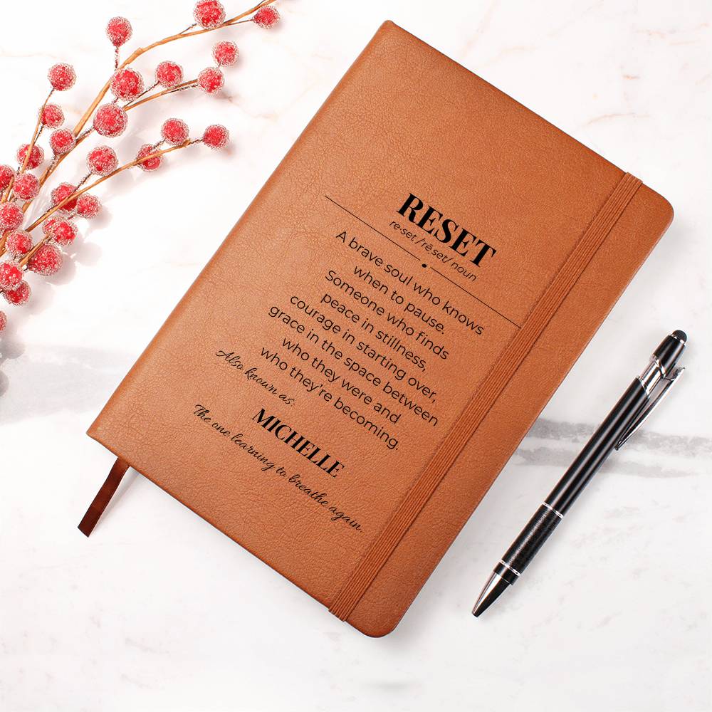 RESET Daily Reflection Journal – Mental Clarity & Goal Tracking Notebook, Personalize, Custom Name