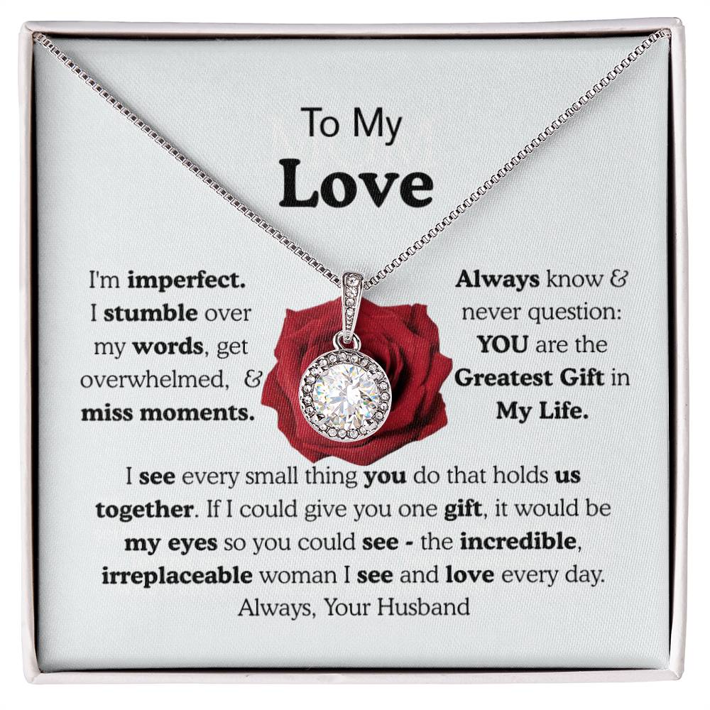 To My Wife Eternal Love Necklace Gift, Gold or Silver Pendant, Anniversary Birthday Jewelry for Her