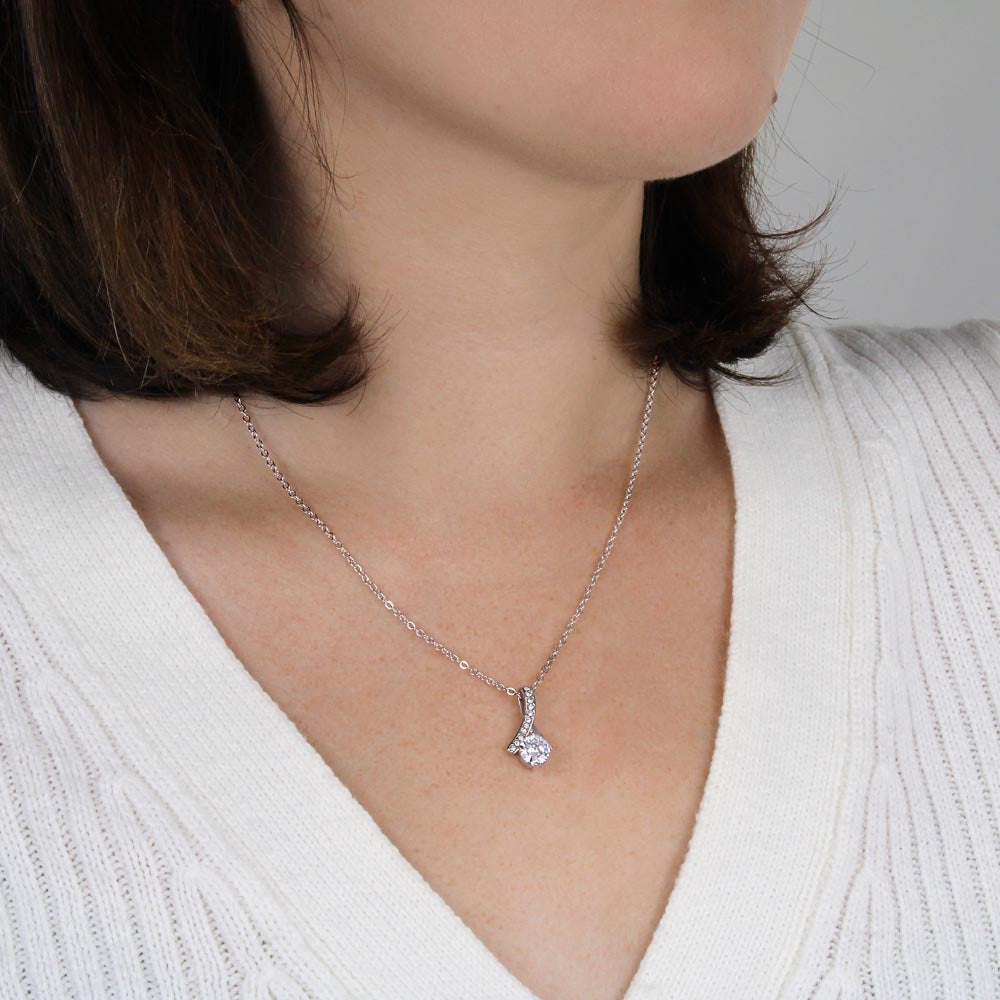 To My Mom Ribbon Love Bond Necklace, Gold or Silver Pendant, Mother’s Day, Birthday, Just Because Gift