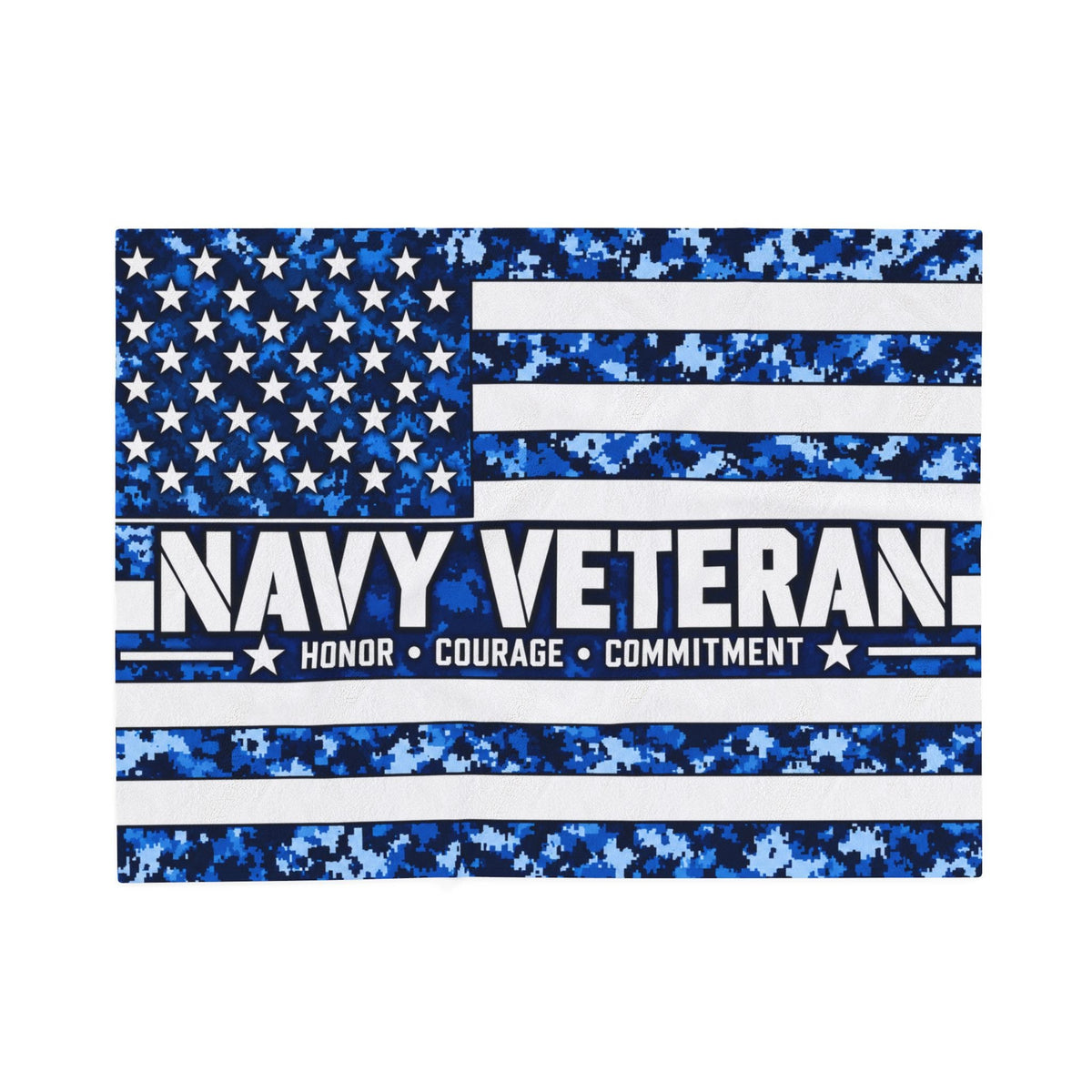 Navy Veteran Velveteen Blanket – Blue Digital Camo | US Navy Retirement & Military Appreciation Gift