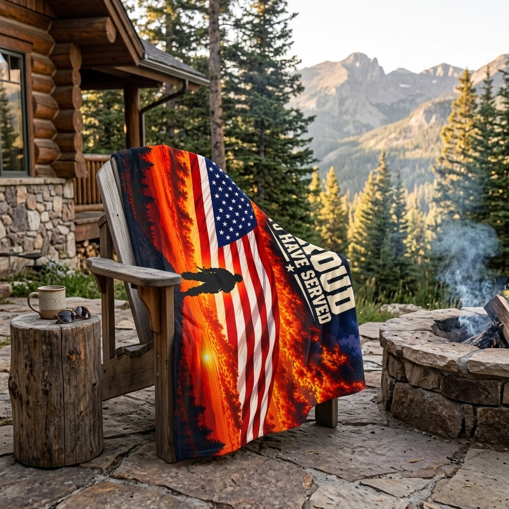 Proud to Have Served Veteran Velveteen Blanket – Patriotic Military Appreciation Gift