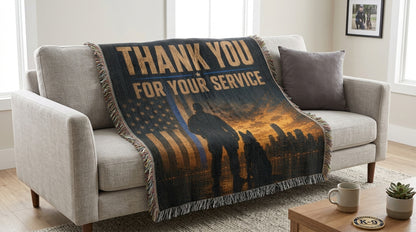 Thank You For Your Service Police K9 Woven Blanket | Law Enforcement Appreciation Gift