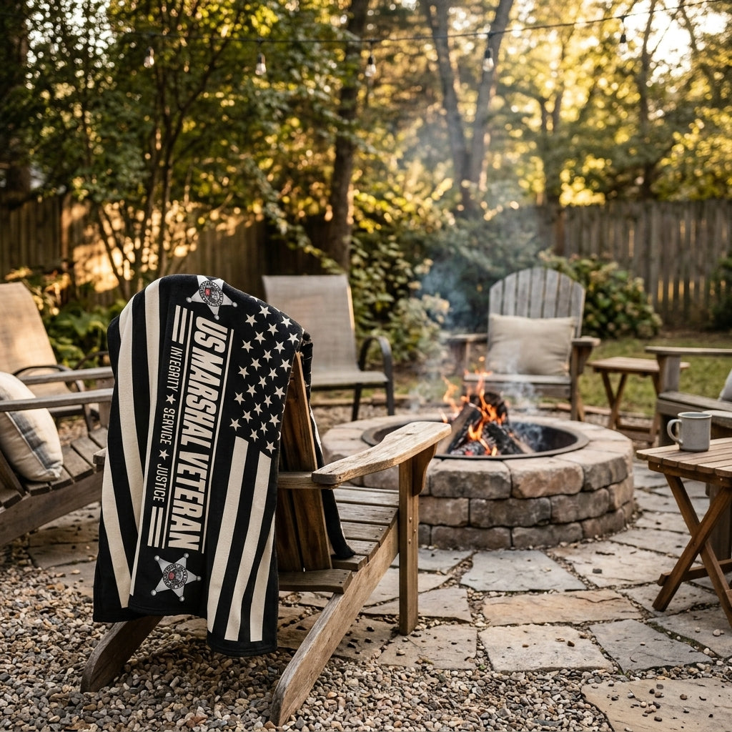 US Marshal Veteran Velveteen Blanket – Integrity, Service, Justice | Law Enforcement Retirement Gift