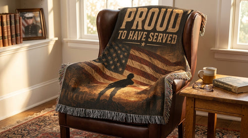 Proud To Have Served Veteran Woven Blanket | Patriotic Military Gift for Veterans