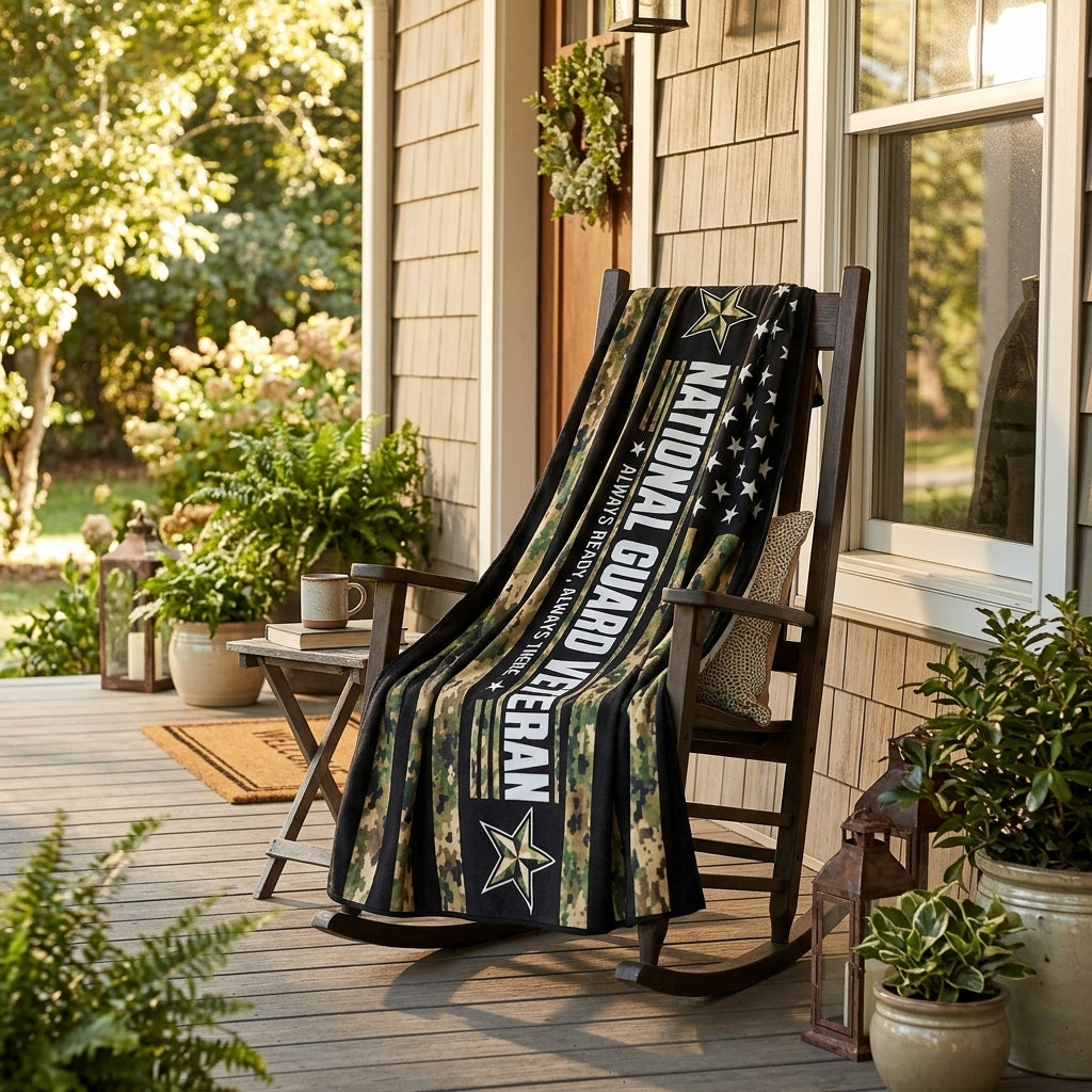 National Guard Veteran Velveteen Blanket – Always Ready, Always There | Military Appreciation Gift