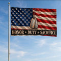 Honor Duty Sacrifice Veteran Flag – American Flag with Dog Tags