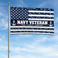 Navy Veteran Flag – Blue Camo Military Flag | Honor Courage Commitment