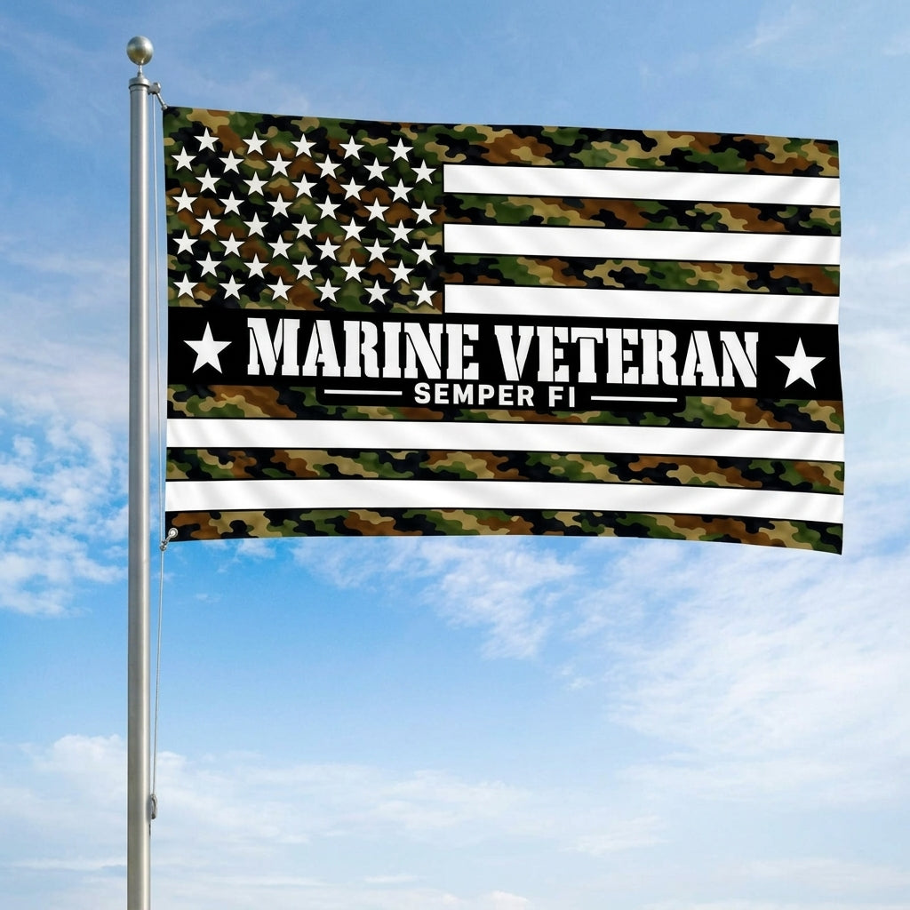Marine Veteran Flag – Camouflage Military Flag | Semper Fi