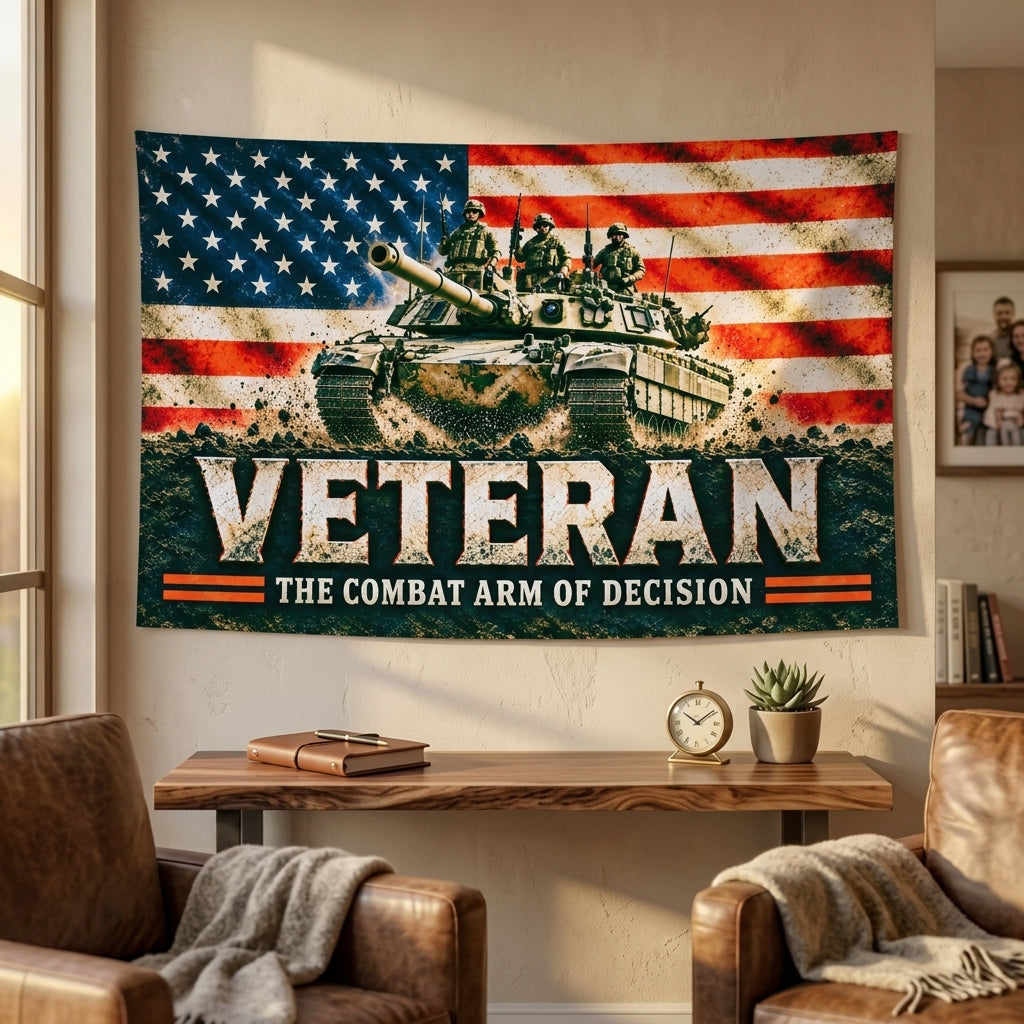 Army Tank Veteran Flag – Armor Veteran Patriotic Flag – The Combat Arm of Decision