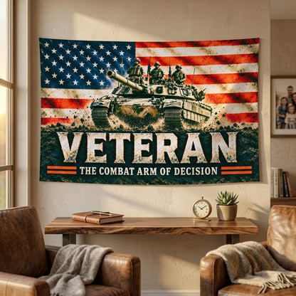 Army Tank Veteran Flag – Armor Veteran Patriotic Flag – The Combat Arm of Decision