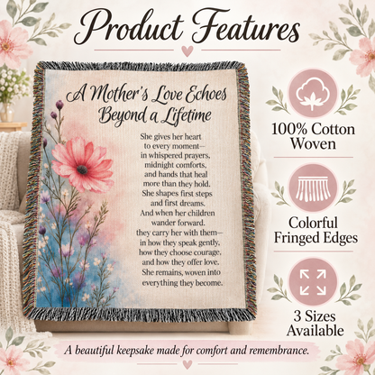 A Mother's Love Echoes Beyond a Lifetime Woven Memorial Blanket