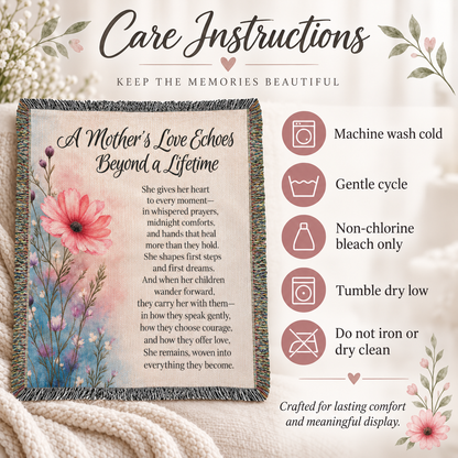 A Mother's Love Echoes Beyond a Lifetime Woven Memorial Blanket