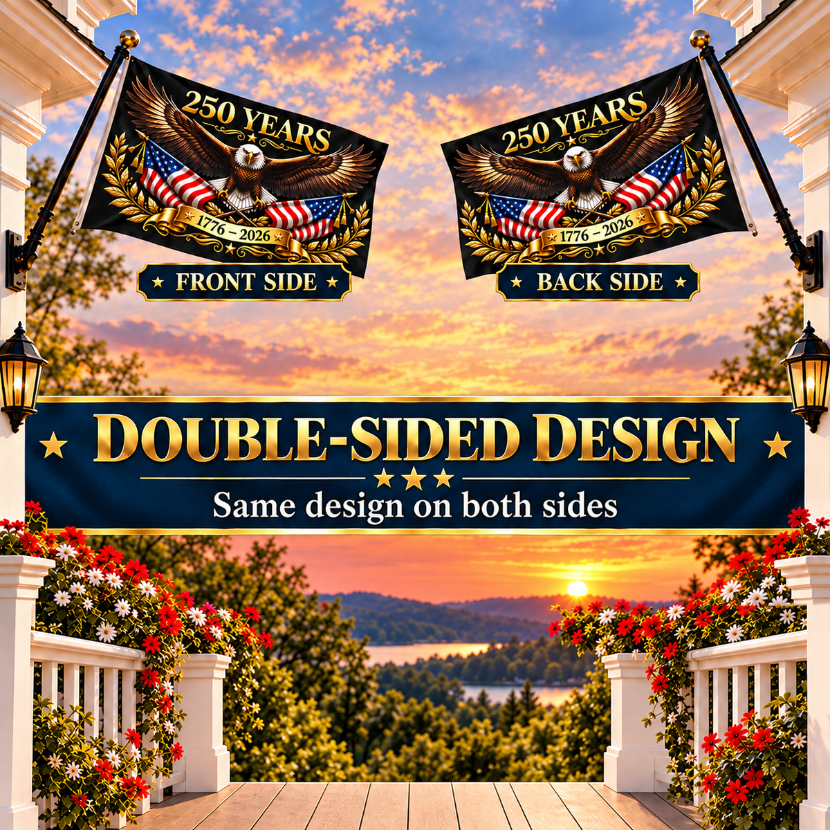 250 Years of America Commemorative Flag – Eagle & American Flags, 1776–2026 Patriotic Flag