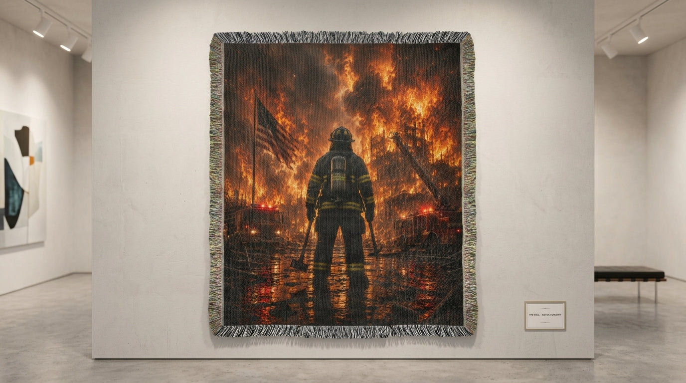 Firefighter Hero Woven Blanket | Patriotic First Responder Gift