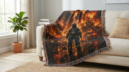 Firefighter Hero Woven Blanket | Patriotic First Responder Gift