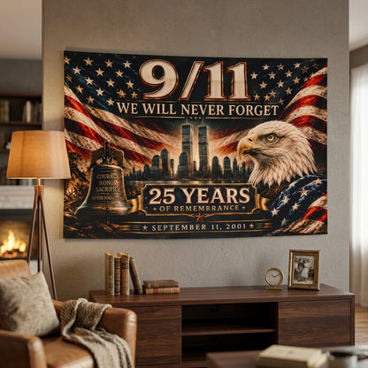 9/11 Remembrance Flag – 25 Years of Remembrance Patriotic Memorial Flag – We Will Never Forget