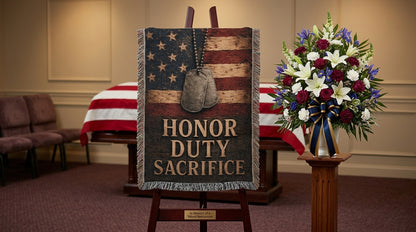 Honor Duty Sacrifice Woven Blanket | Patriotic Military Gift