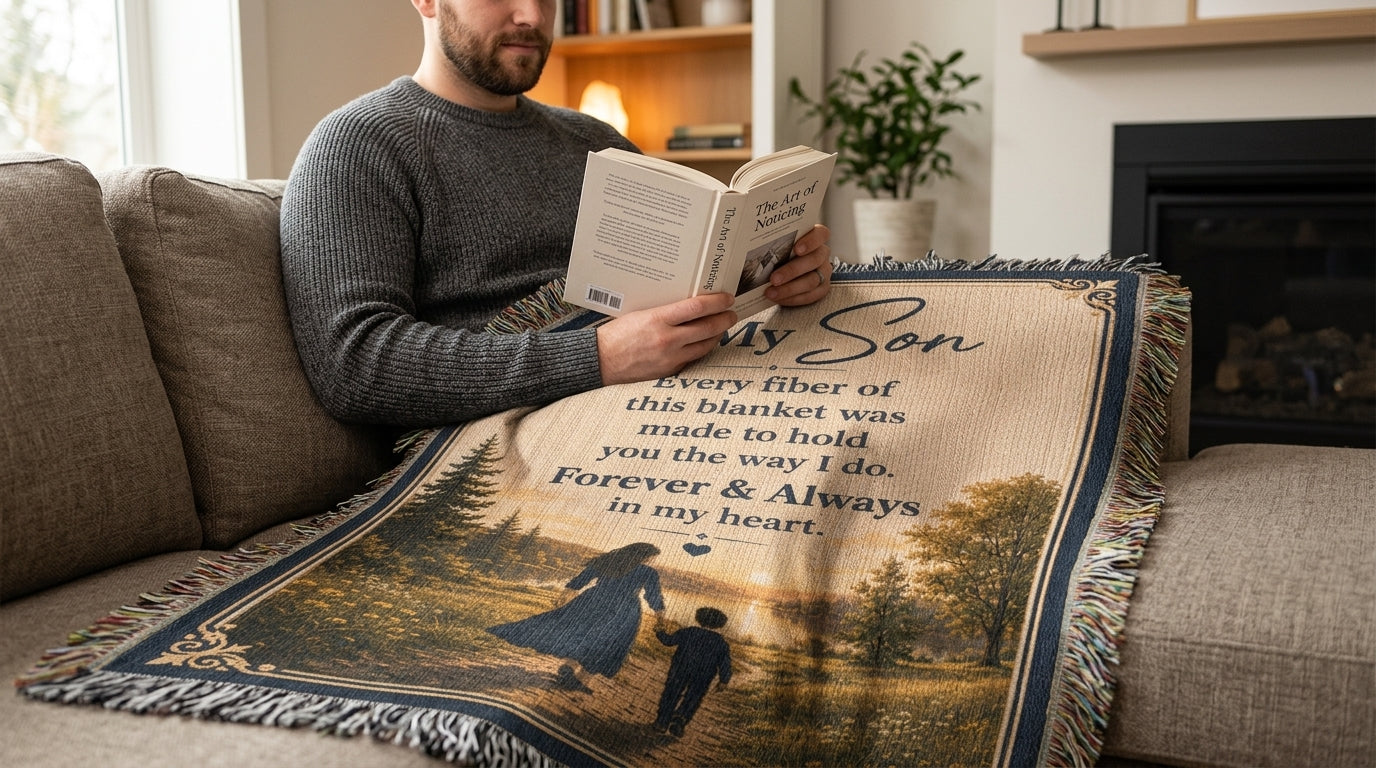 To My Son Woven Blanket | Forever & Always Gift from Mom