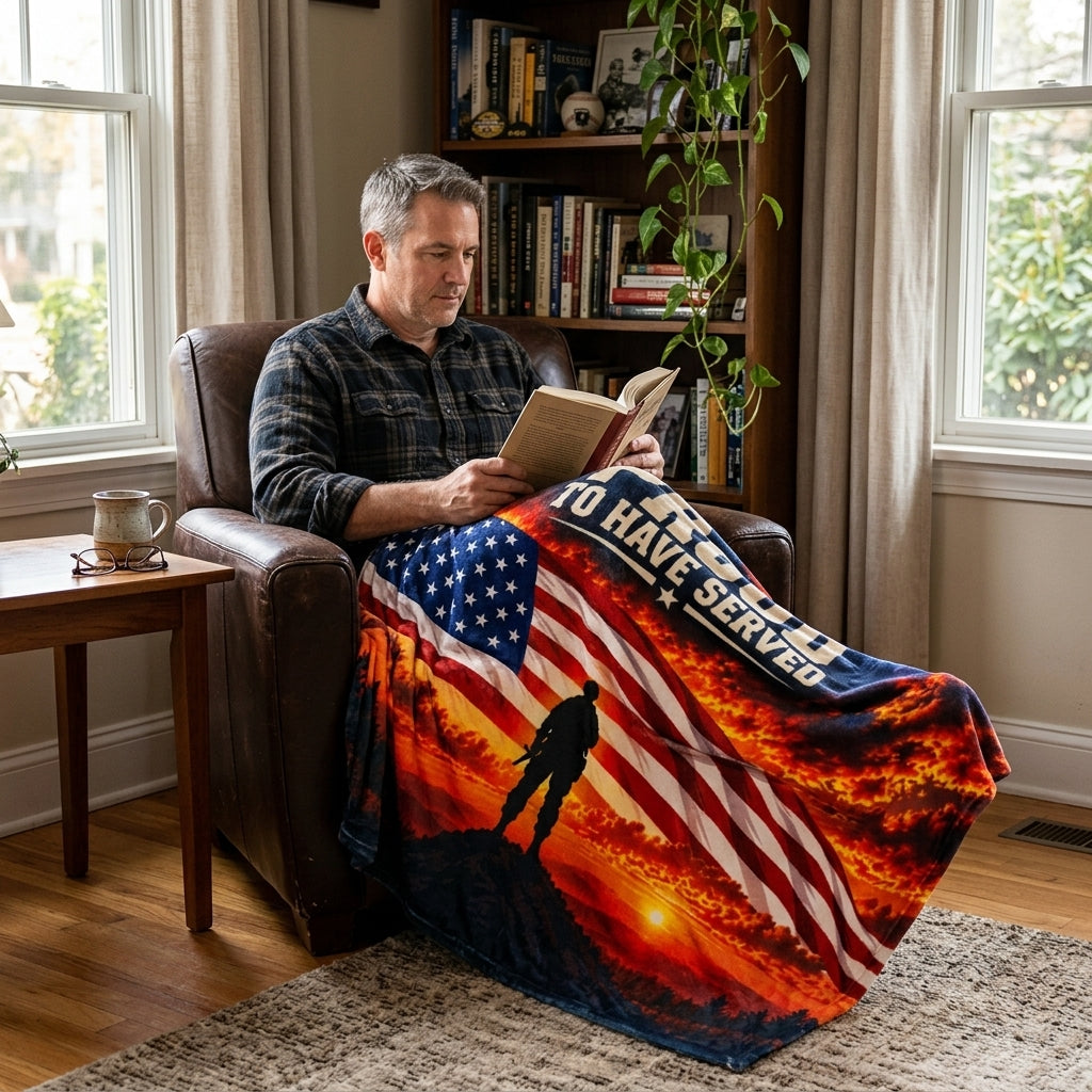 Proud to Have Served Veteran Velveteen Blanket – Patriotic Military Appreciation Gift