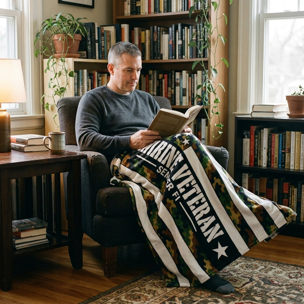 Marine Veteran Velveteen Blanket – Semper Fi | USMC Military Appreciation Gift