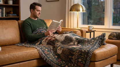 Patriotic Eagle Woven Blanket | American Flag Wildlife Throw Blanket