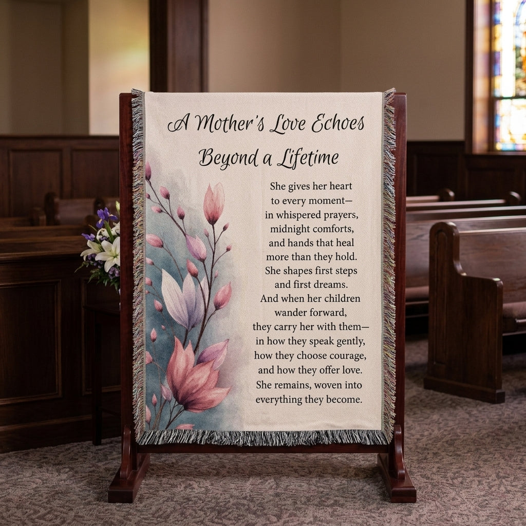 A Mother’s Love Memorial Woven Blanket | Sympathy Gift for Mom