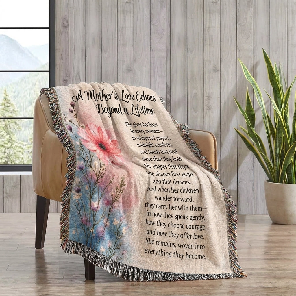 A Mother's Love Echoes Beyond a Lifetime Woven Memorial Blanket