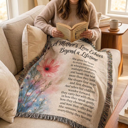 A Mother's Love Echoes Beyond a Lifetime Woven Memorial Blanket