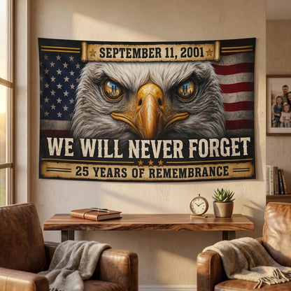 September 11 Memorial Eagle Flag – We Will Never Forget | 25 Years of Remembrance