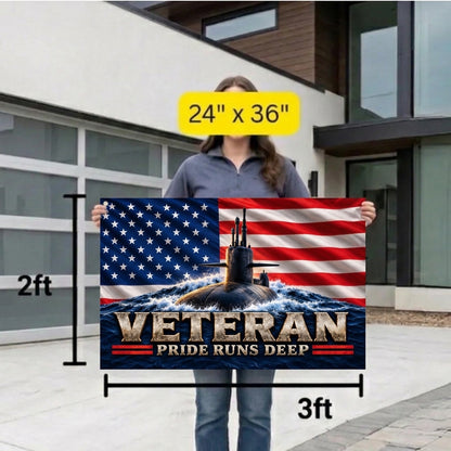 Silent Service Veteran Flag – Submarine Veteran Flag – Pride Runs Deep Military Gift