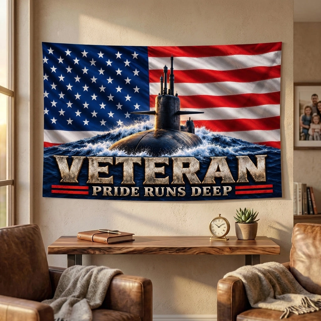 Silent Service Veteran Flag – Submarine Veteran Flag – Pride Runs Deep Military Gift